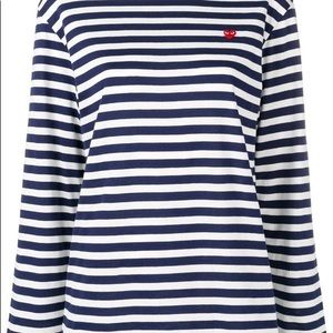 Commes des Garçons Play Navy Striped Long Sleeve top size medium